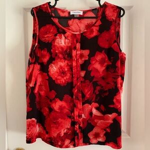 Last Call - Calvin Klein Red/Black Floral Top